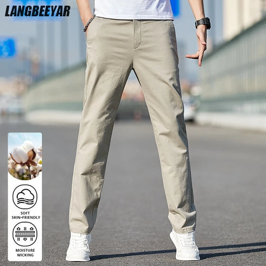 Top Grade 98% Cotton New Brand Casual Fashion Streetwear Slim Fit Long Pants Straight Pencil Trousers Men's Clothing