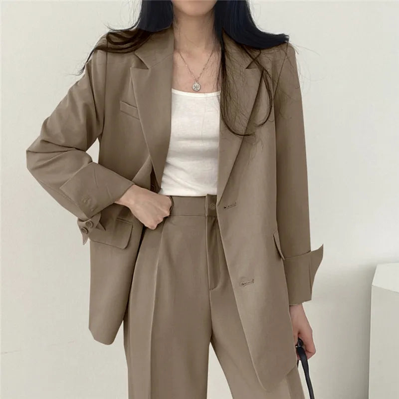 Fall Fashion Long Sleeve Blazer Mujer Pant Sets Blazers Women 2024