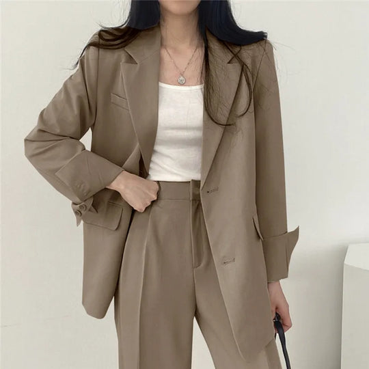 Fall Fashion Long Sleeve Blazer Mujer Pant Sets Blazers Women 2024