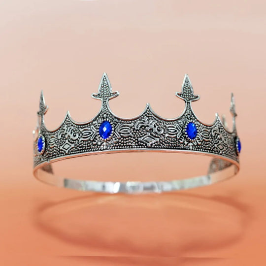 Trendy Vintage Baroque Crown Antique Bronze Elegant King Tiara Crown Adjustable Multicolor Prince Rhinestone Tiara Men