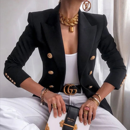 Black Blazers Women 2023 Single-button Outwear All-match Long Sleeve