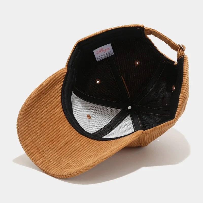 Spring Autumn Corduroy Baseball Cap for Women Men Unisex Vintage Solid