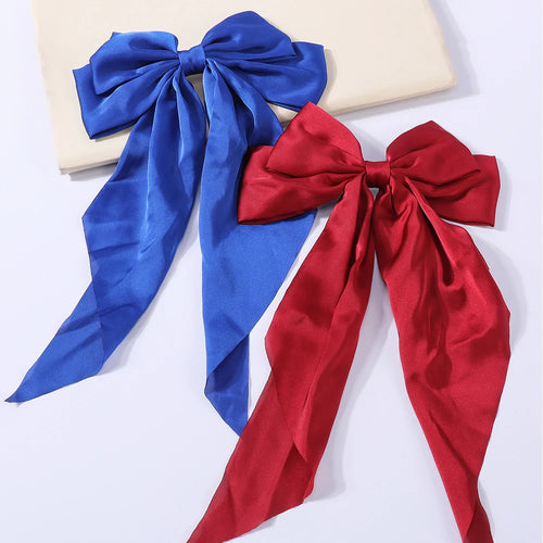 2Pcs/Set Elegant Bow Ribbon Hair Clip Women Fashion Solid Bowknot