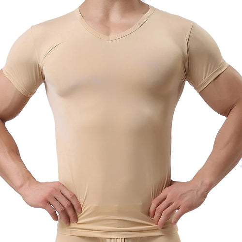 Ice Silk T Shirt for Men Summer Breathable Short Sleeve Tops Men's