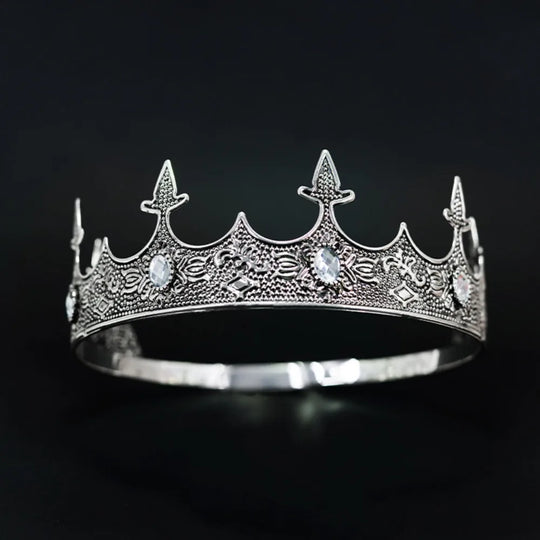 Trendy Vintage Baroque Crown Antique Bronze Elegant King Tiara Crown Adjustable Multicolor Prince Rhinestone Tiara Men