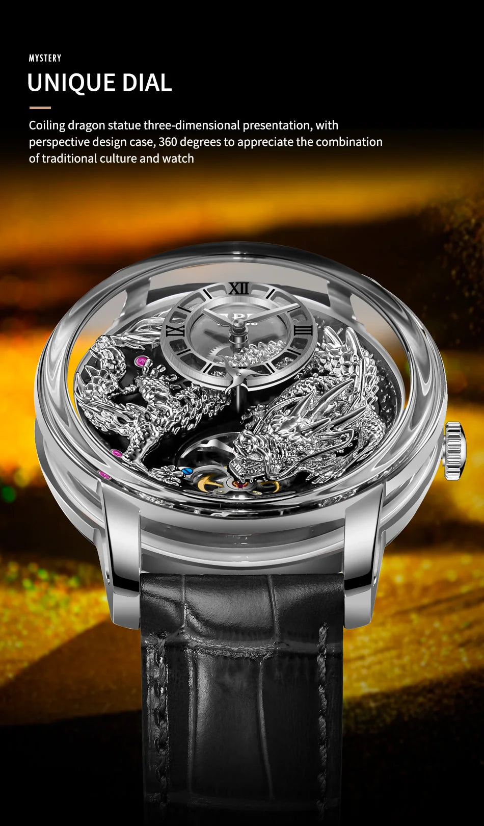 Men's Mechanical Watch Dragon Series M2797B Automatic Movement Leather Sapphire Men Wristwatches