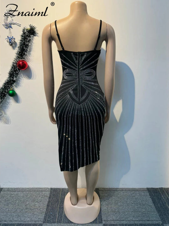 Znaiml Blue Spaghetti Strips Birthday Dresses Women's Summer Sexy Hot