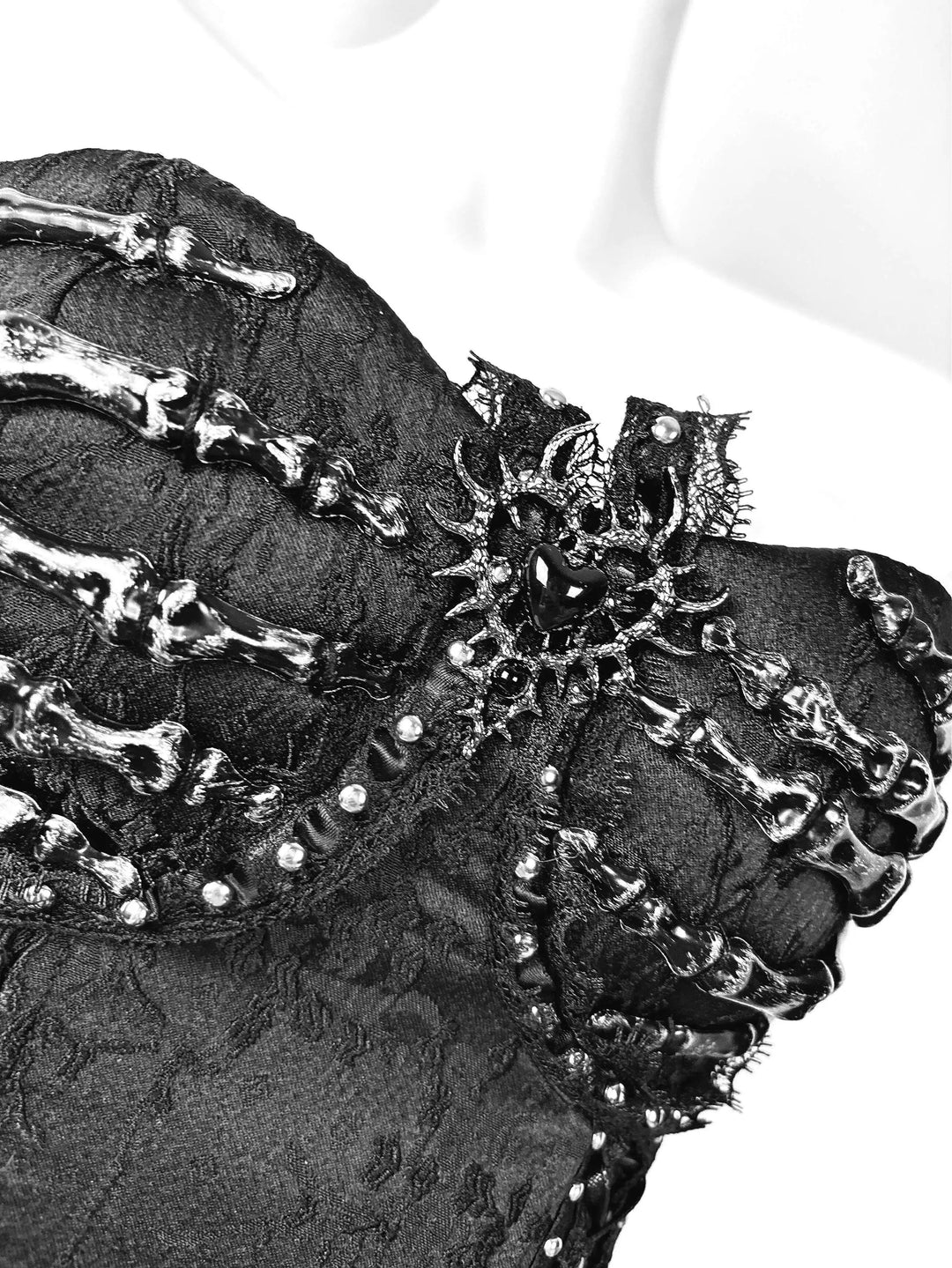 TDH Heavy Industries Handmade Pure Black Gothic Black Strap Drawstring Chest, Bird Cage, Affordable Bundle Body, Skincare Top