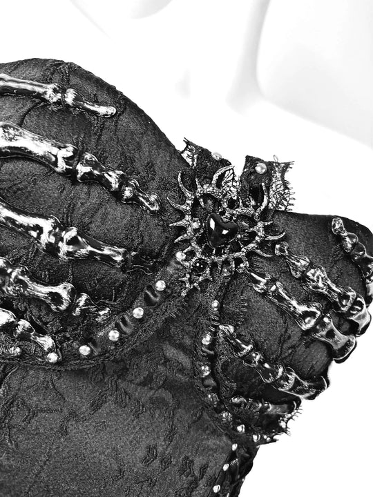 TDH Heavy Industries Handmade Pure Black Gothic Black Strap Drawstring Chest, Bird Cage, Affordable Bundle Body, Skincare Top