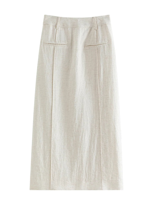 ZIQIAO Linen Solid White Cleanfit Women Suit 2024 Summer New Design