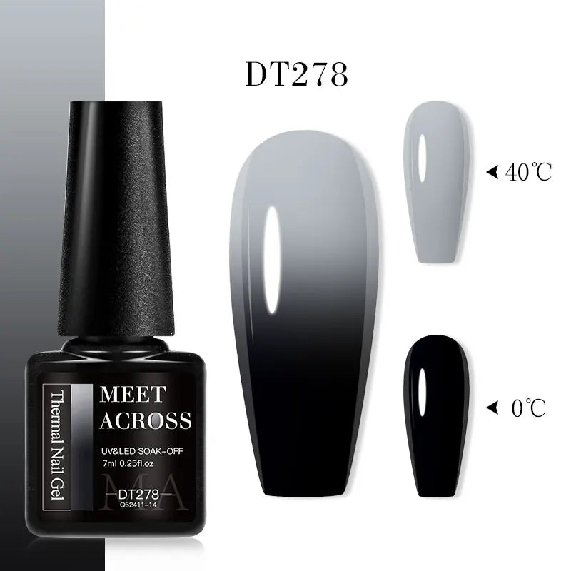 MEET ACROSS 7ml Thermal Gel Nail Polish Manicure 3 Layers Temperature Changing UV Gel Semi Permanent Soak Off Varnish Nail Art