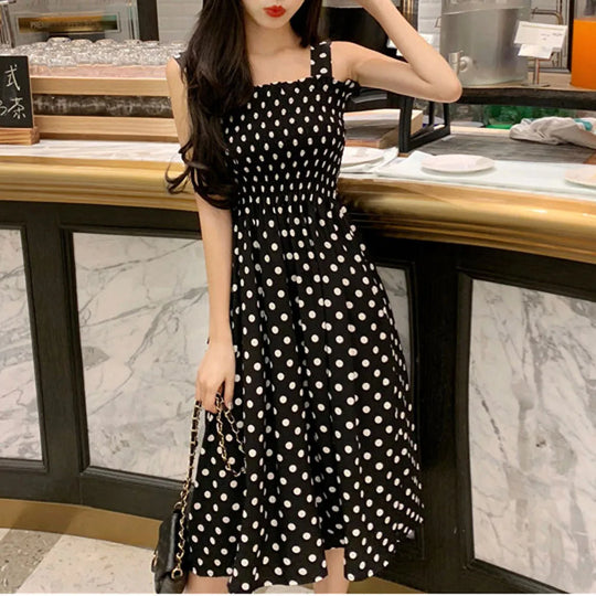Women's Dresses 2024 Summer Fashion Loose None Sleeve Polka Dot