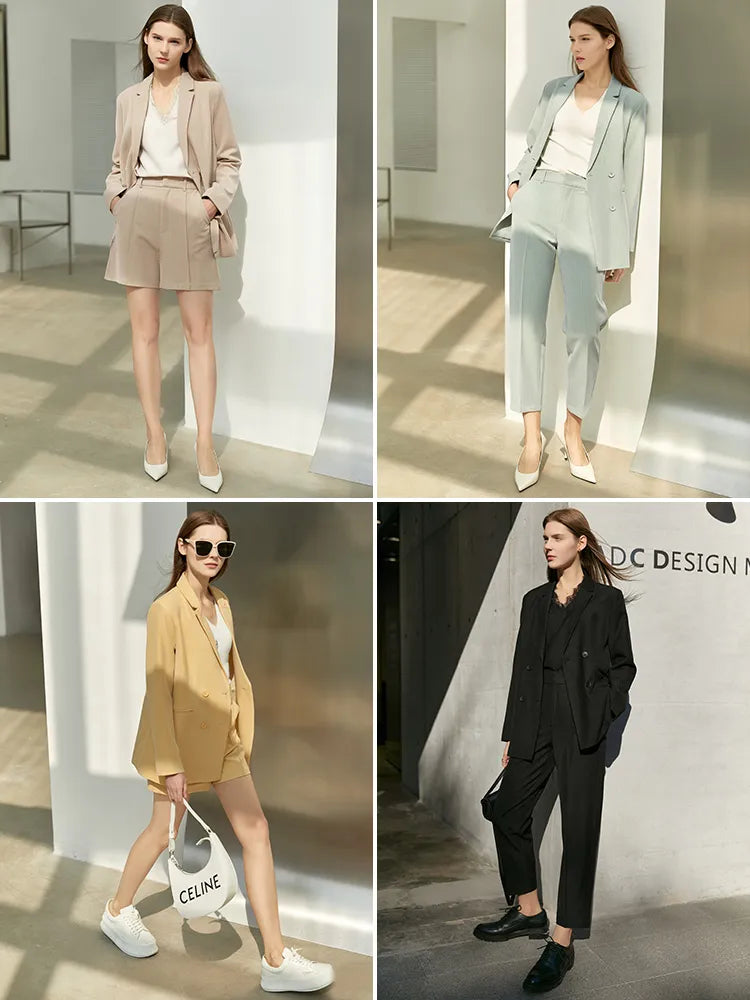 Amii Minimalism Spring Office Lady Blazer Women Jacket Lace V-neck
