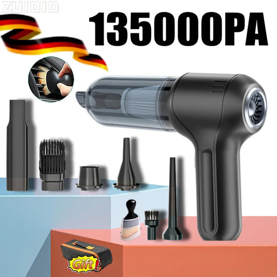 135000PA Car Vacuum Cleaner Strong Suction Wireless Portable Handheld