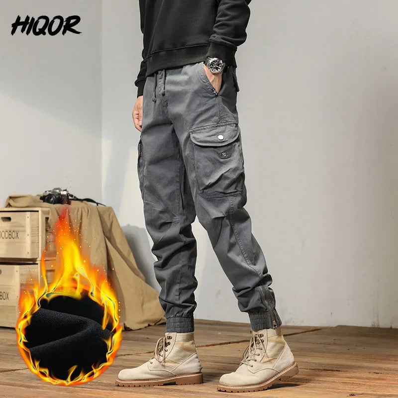HIQOR 2024 New Cargo Pants Men Winter Man Y2k Harem Tactical Pants for