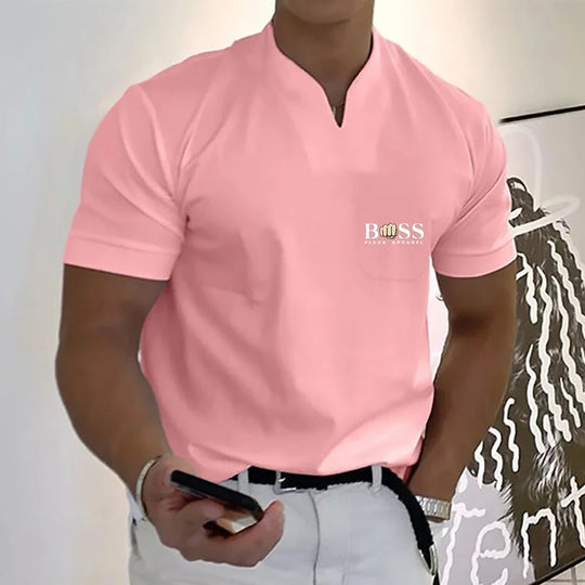 2024 Fashion Men's  T-shirt Solid Color Cotton Short-Sleeved Summer