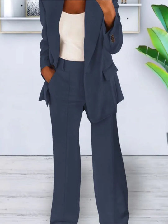 Autumn Winter Solid Color Blazer Women Long Sleeve Suit Simple Casual