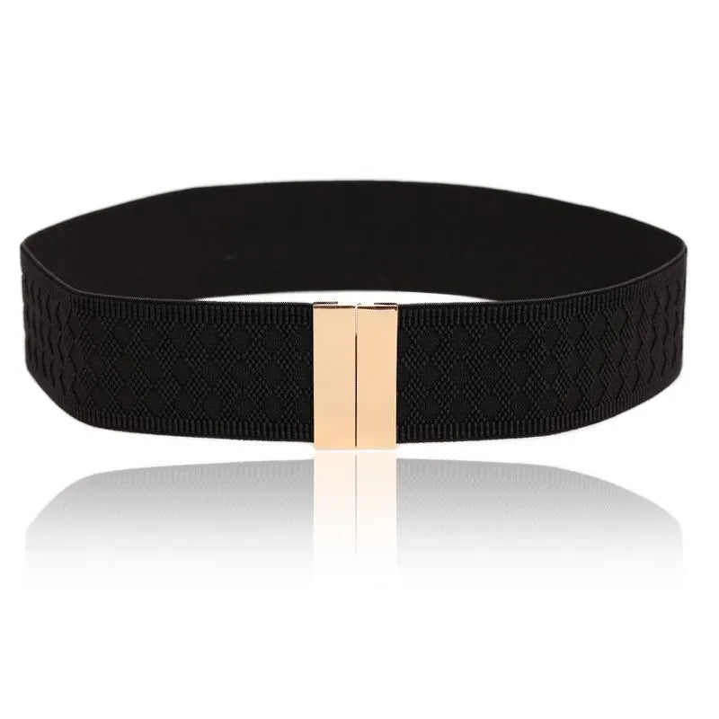 New Wide Elastic Black Belt Dress Stretch Waist Belts Women Dress Coat