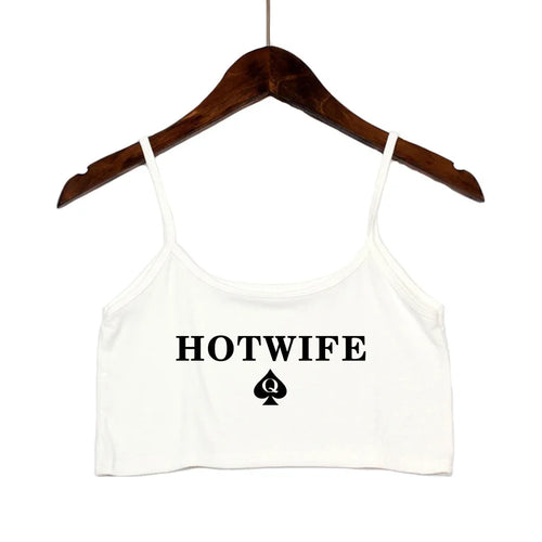 Fashion Women's Sexy Elastic Cotton Camis HOT WIFE Letters Print