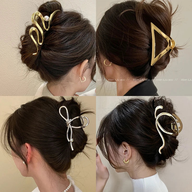 Metal Geometric Hair Claw Crab Hairpins Fashion Cross Hair Clips
