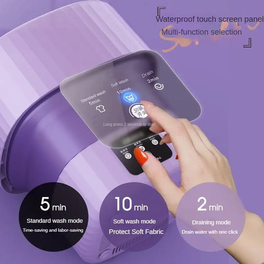 9L Folding Washing Machine with Drain Valve and Drain Basket, Standard Wash/Drain Function, Suitable for Underwear, Baby Clothes