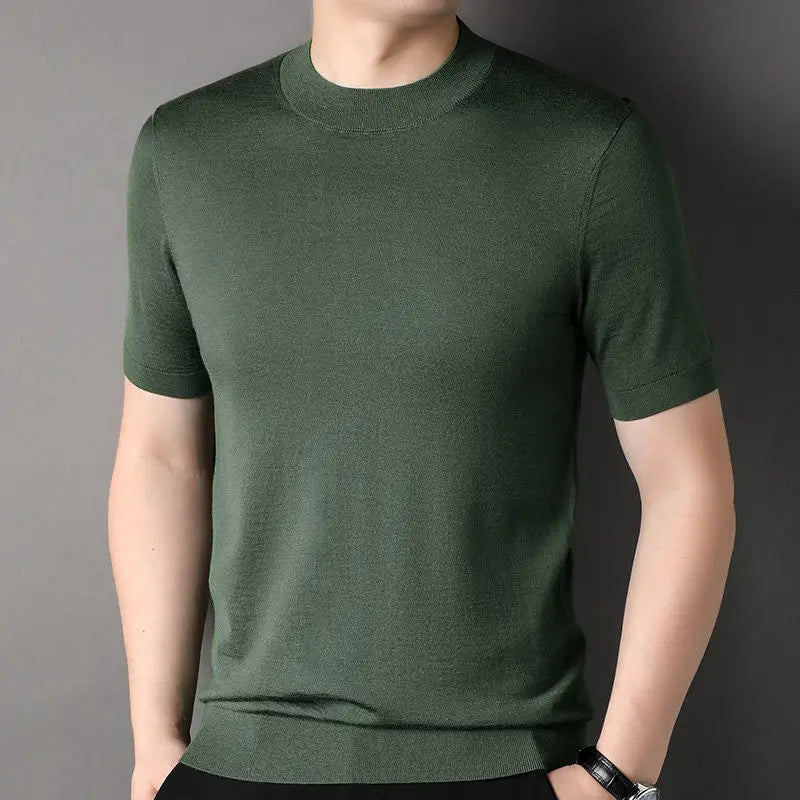 Worsted Mercerized Men Summer Short Sleeves T-shirt Versatile Fashion