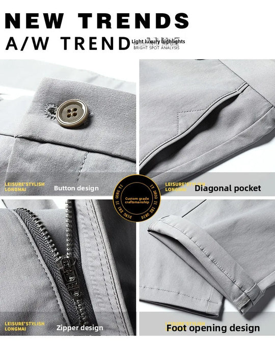 Top Grade 98% Cotton New Brand Casual Fashion Streetwear Slim Fit Long Pants Straight Pencil Trousers Men's Clothing