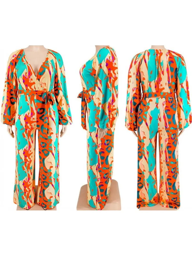 Plus Size Women Clothes Jumpsuit Spring Clothes Green Urban Leisure Bodysuit New 2025 Wide Leg Jumpsuit Wholesale Dropshipping