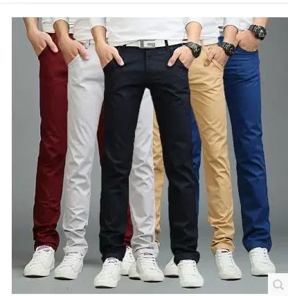 2023 summer New Casual Pants Men Cotton Slim Fit Chinos Fashion Male