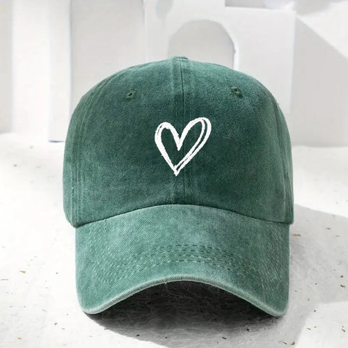 Spring/SummerHat Female Embroidered Peach Heart Wash Denim Baseball