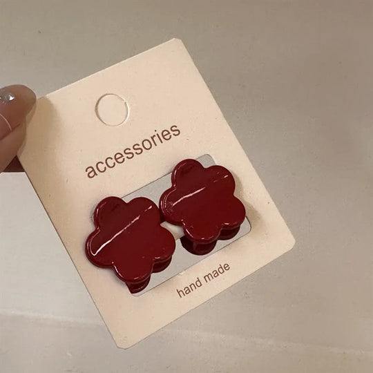 2pcs New Year's Red Festival Mini Hair Clip Retro Red Edge Clip Cute