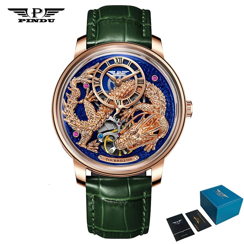Men's Mechanical Watch Dragon Series M2797B Automatic Movement Leather Sapphire Men Wristwatches