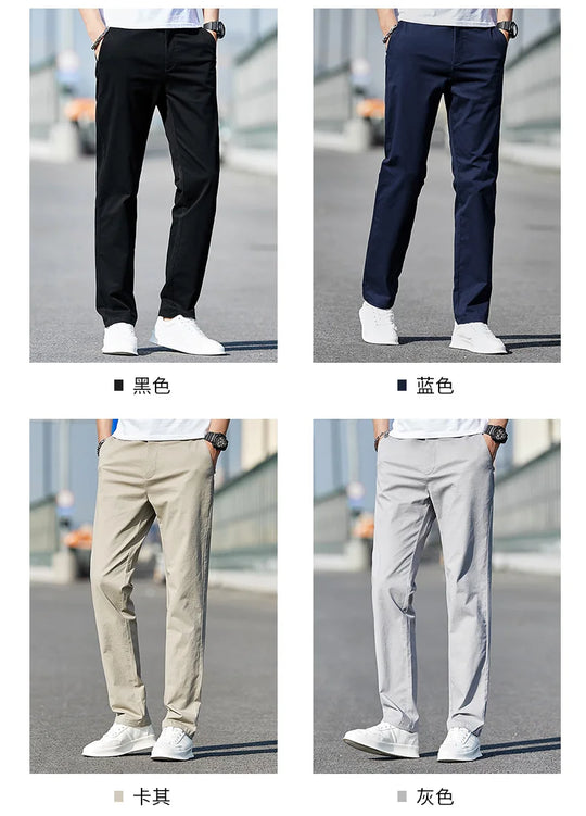 Top Grade 98% Cotton New Brand Casual Fashion Streetwear Slim Fit Long Pants Straight Pencil Trousers Men's Clothing