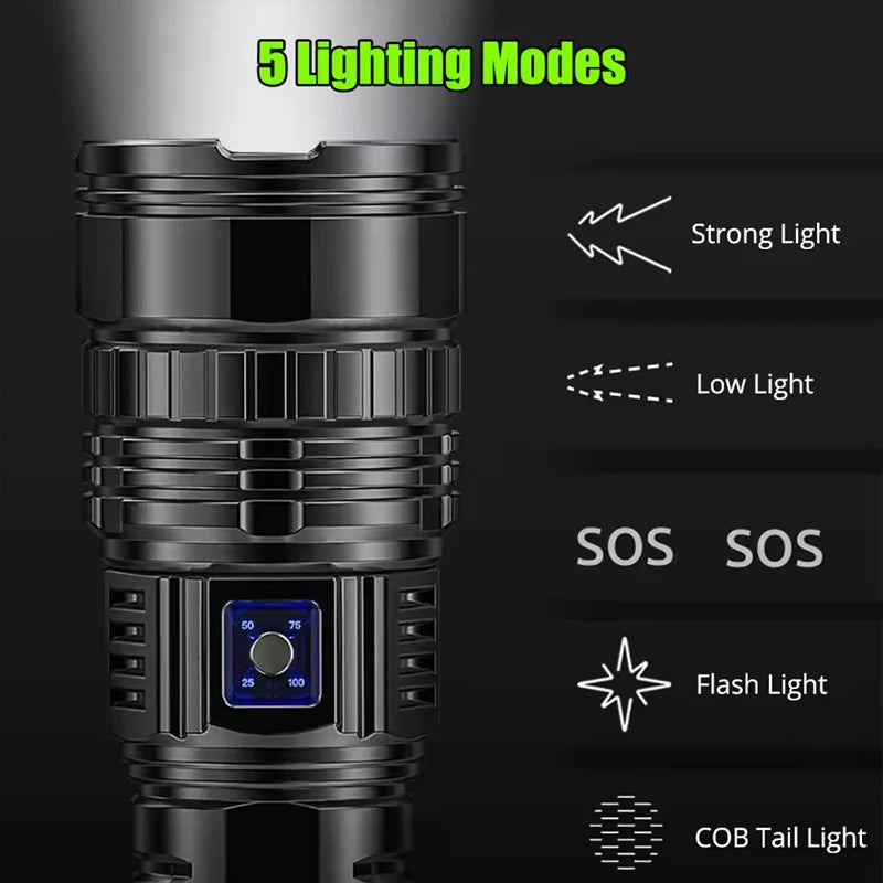 Tactical Flashlight Long Range Very Powerful Torch Work Light Rechargeable Powerful Rechargeable Led Flashlights High Power Lamp
