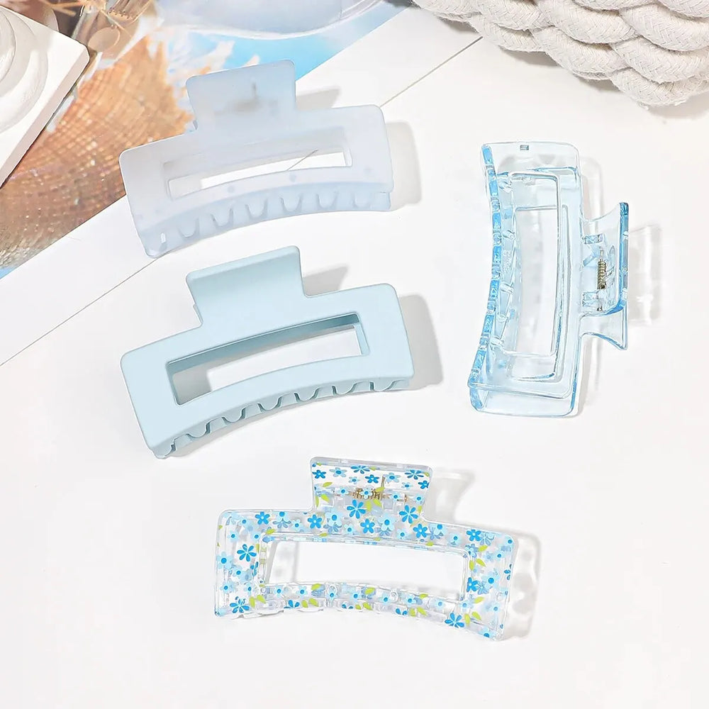 4 Pcs Big Hair Claw Clips for Women Girls, Blue Strong Hold Matte