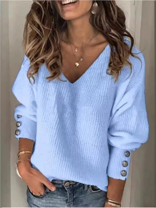 Spring Autumn Women's Loose Long Sleeve Knitted top T-shirt Solid