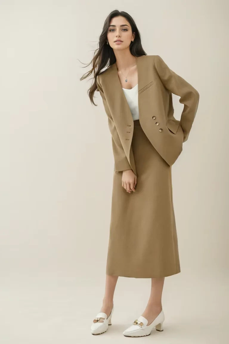 Vimly 2024 Spring Outfits Blazer Skirt 2 Pieces Sets for Women Elegant