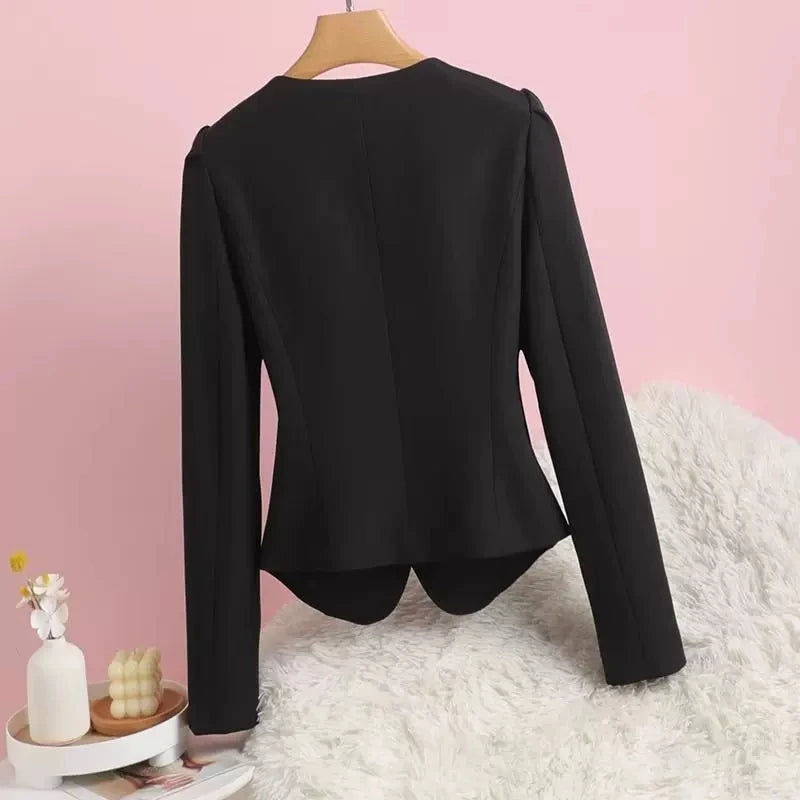 Temperament V-Neck Thin Suit Jacket Women's Long Sleeve Shirts Spring
