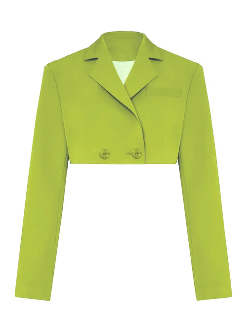 Taruxy Green New Blazers For Women Cropped Coats Jacket Summer Casual