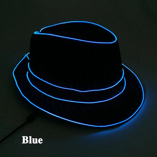 light up Men's hat and tie Led luminous Funny hat glowing Top Hat for Fluorescent club dance show props performances costumes