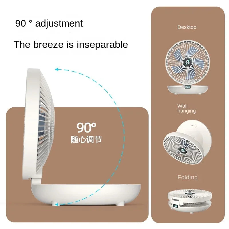 2IN1 Folding Desktop Fan Portable Air Conditioner Wall Mounted Fan Rechargeable with 3 Gears for Home Office
