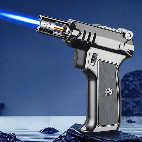 Outdoor Windproof Butane Gas Turbo Metal Lighter Multipurpose High Temperature Welding Gun Inflatable Lighter Men's Somking Tool