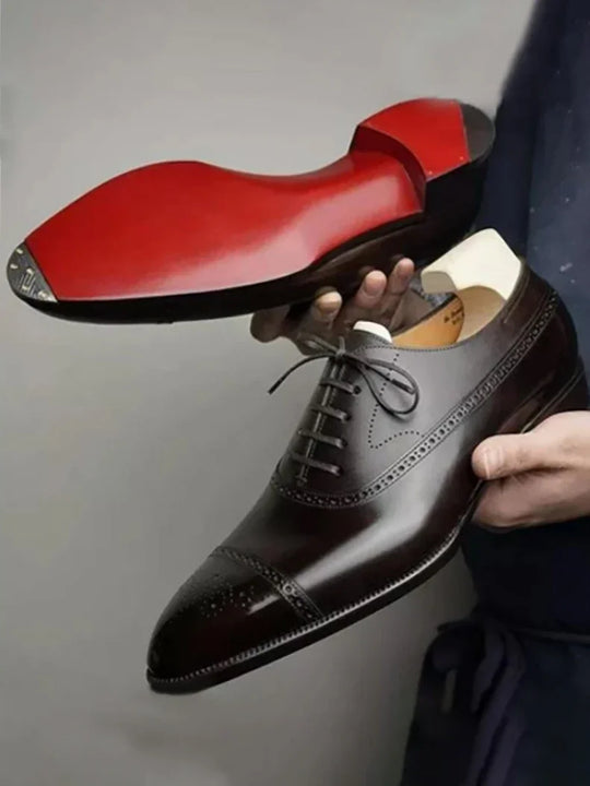 Men's Formal  Shoes Red Sole Fashion Business Casual Party Banquet Daily Retro Carved Lace-up Brogue Dress Wedding Shoes Size 48