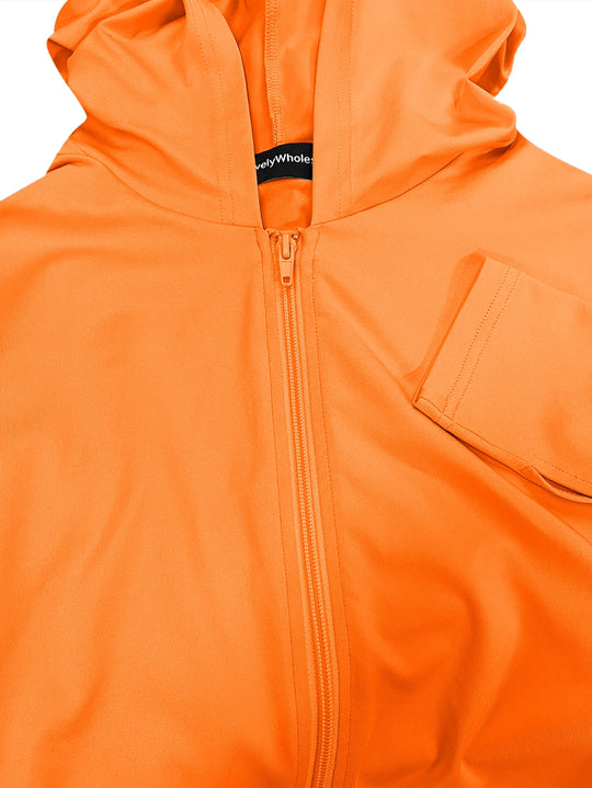 LW Hooded Collar Crop Top T-shirt Autumn Solid Color Long Sleeve Women's Hooded Crop Tops Slim Fit Short Streetwear Sporty sport
