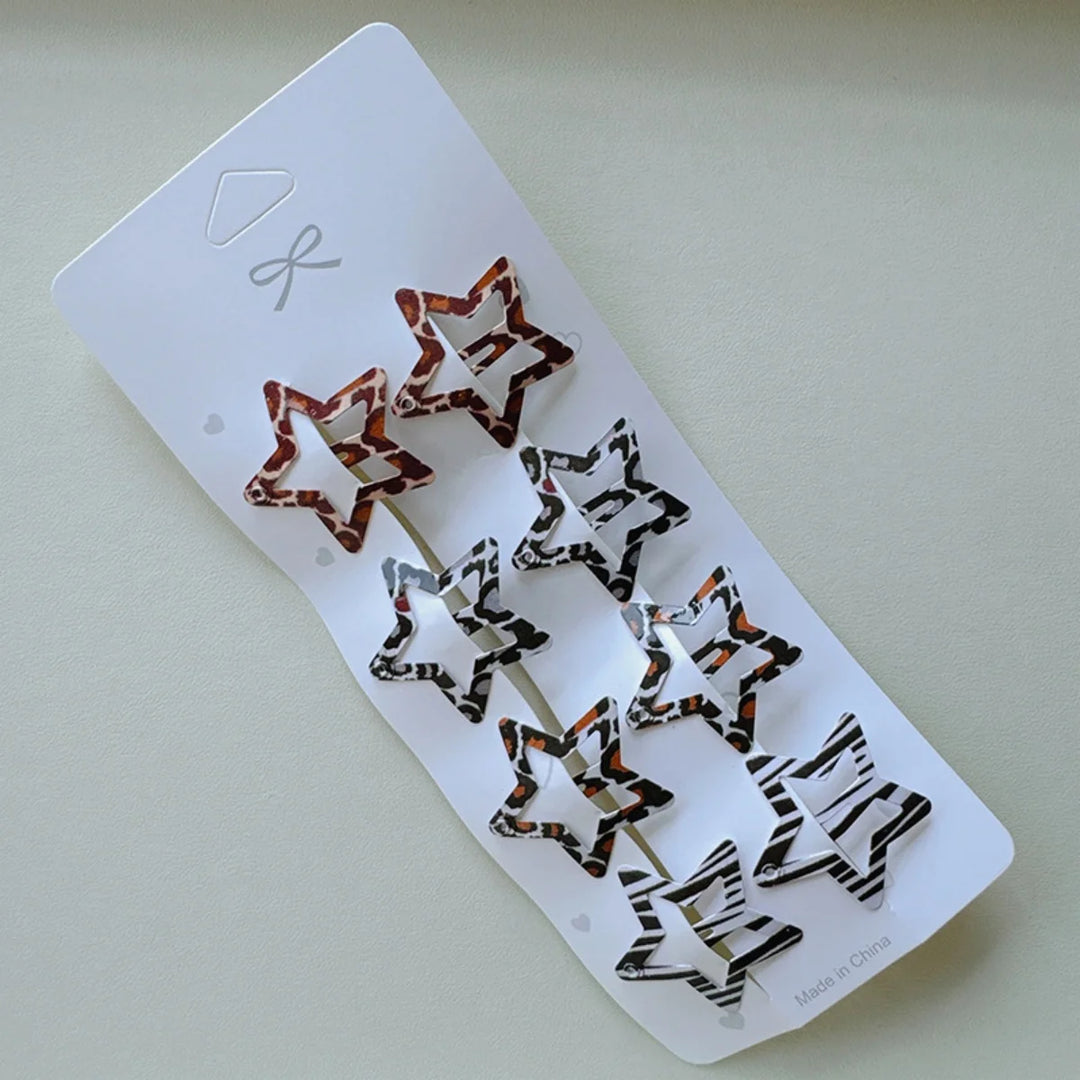 8pcs/set Leopard Print Hair Clips for Women Girls Vintage Geometric
