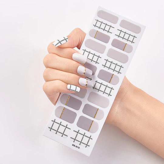 DIY Gel Nail Stickers Cured-free Long-Lasting Solid Color Nail Strips Patch Slider Sticker Full Cover Decal Nail Manicure Patch