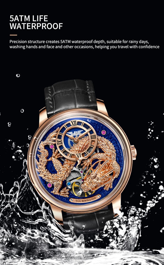 Men's Mechanical Watch Dragon Series M2797B Automatic Movement Leather Sapphire Men Wristwatches
