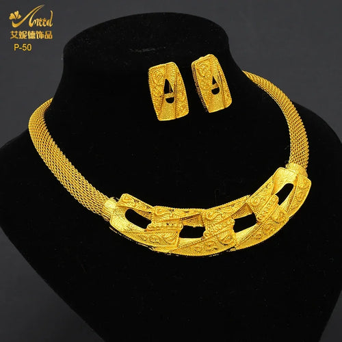 ANIID Dubai 24K Gold Plated Jewelry Set For Women African Indian