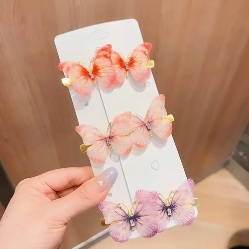 6PCS Butterfly Hair Clips with Color Gradient A GIRL'S Birthday