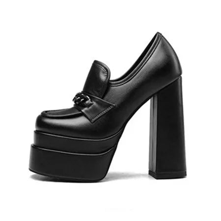 Brand Women High Heels 2024 Platform Shoes Women Pumps Office Lady Chunky Shoes Punk Gothic Y2K JK Shoes Loafer Female Size35-43